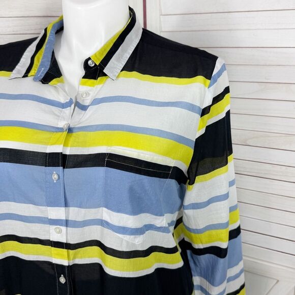 Ann Taylor Striped Long Sleeve Button Up Shirt Multicolor XL - Picture 5 of 10